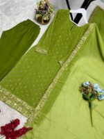 UPCOMING NEW READY TO WEAR COLLECTION 3 PIECE FANCY KURTI WITH BEAUTIFUL BOTTOM AND DUPATTA - Image 2