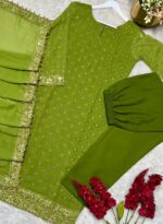 UPCOMING NEW READY TO WEAR COLLECTION 3 PIECE FANCY KURTI WITH BEAUTIFUL BOTTOM AND DUPATTA - Image 5