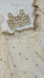 Presenting new Designer Beautiful Embroidery work Glass satin silk saree collection - Image 7