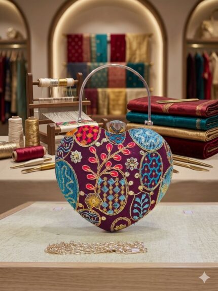 Indian now Bridal wedding Heart shape clutch sling bag
