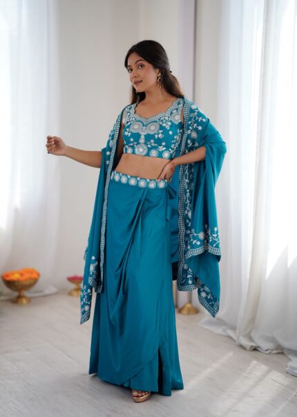 Dhoti with shrug and Choli