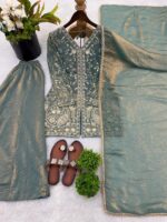 Launching New party wear look pure heavy fendy silk Top plazzo with duppata set - Image 18