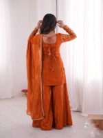 Launching New party wear look pure heavy fendy silk Top plazzo with duppata set - Image 9