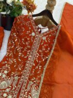Launching New party wear look pure heavy fendy silk Top plazzo with duppata set - Image 14