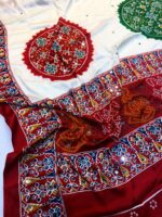 Presenting New Ajrakh pure Ganji Bandhej super mirror work saree collection - Image 6