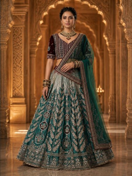 Presenting new Designer Embroidery work Lahenga choli with duppata set
