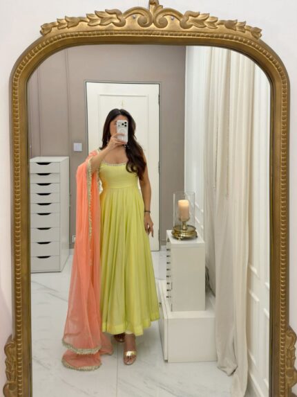 Presenting New silver lace Anarkali Duppata plazzo collection