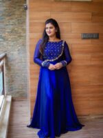 Presenting New Designer elegant classic look Blue sequence work Gown collection
