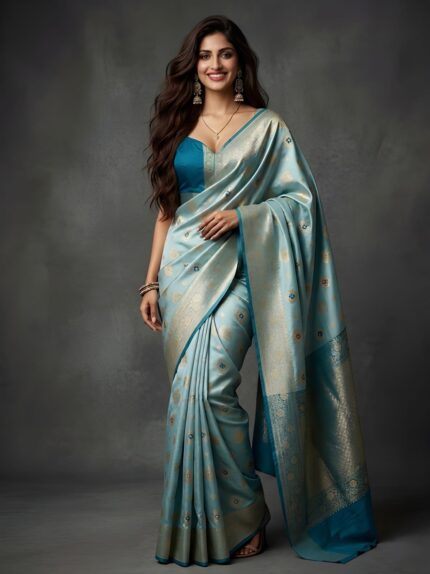 Presenting New women Fancy Banarasi saree with Golden zari work collection
