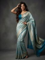 Presenting New women Fancy Banarasi saree with Golden zari work collection - Image 3