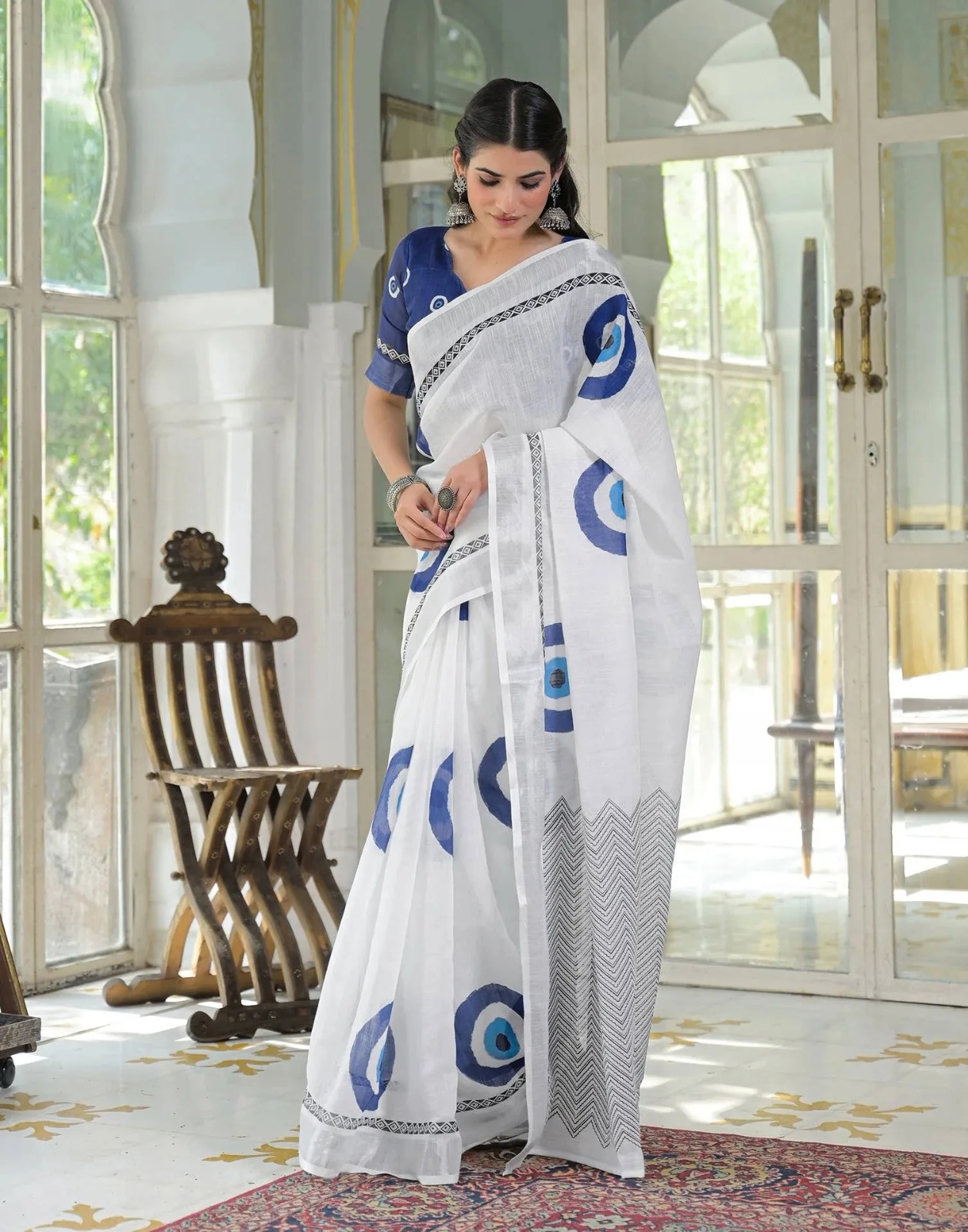 IMG-20260428-WA0094 Presenting New premium linen cotton white najariya print saree collection - Image 1