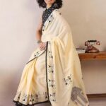 Presenting New launch soft linen fabric beautiful print saree collection
