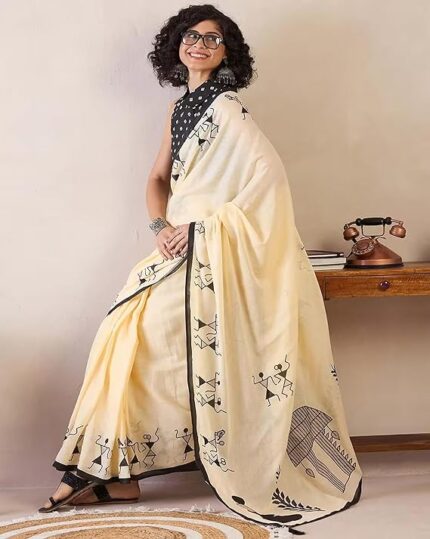 Presenting New launch soft linen fabric beautiful print saree collection