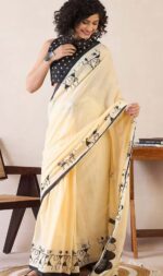 Presenting New launch soft linen fabric beautiful print saree collection - Image 3