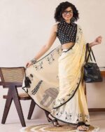 Presenting New launch soft linen fabric beautiful print saree collection - Image 4