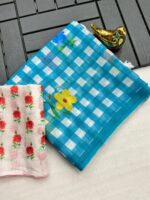 Launching New soft linen cotton fabric saree Beautiful chex print saree - Image 7