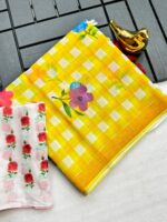Launching New soft linen cotton fabric saree Beautiful chex print saree - Image 5