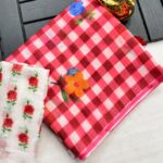 Launching New soft linen cotton fabric saree Beautiful chex print saree