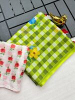 Launching New soft linen cotton fabric saree Beautiful chex print saree - Image 3