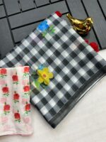 Launching New soft linen cotton fabric saree Beautiful chex print saree - Image 8