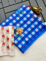 Launching New soft linen cotton fabric saree Beautiful chex print saree - Image 4