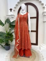 Presenting New Designer Gown plazzo with dupatta set - Image 3