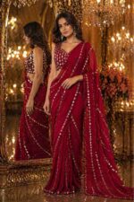 Launching New faux georgette real mirror work saree collection - Image 9
