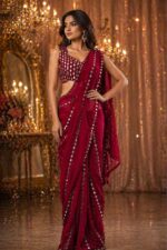 Launching New faux georgette real mirror work saree collection - Image 11