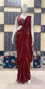 Launching New faux georgette real mirror work saree collection - Image 3