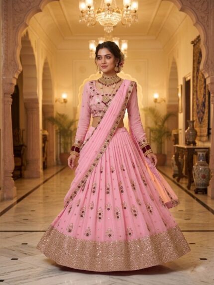 Presenting New premium faux Georgette lahenga collection