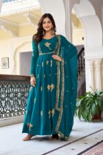 Presenting new Designer Embroidery work Gown pent with duppata set - Image 3