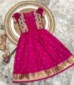 Launching New silk kids paithani Gown with coat for Girls collection - Image 12