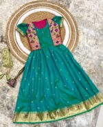 Launching New silk kids paithani Gown with coat for Girls collection - Image 19