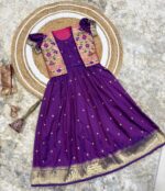 Launching New silk kids paithani Gown with coat for Girls collection - Image 13