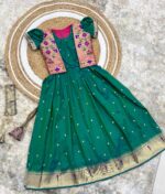 Launching New silk kids paithani Gown with coat for Girls collection - Image 17
