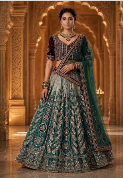Presenting new Designer Embroidery work Lahenga choli with duppata set