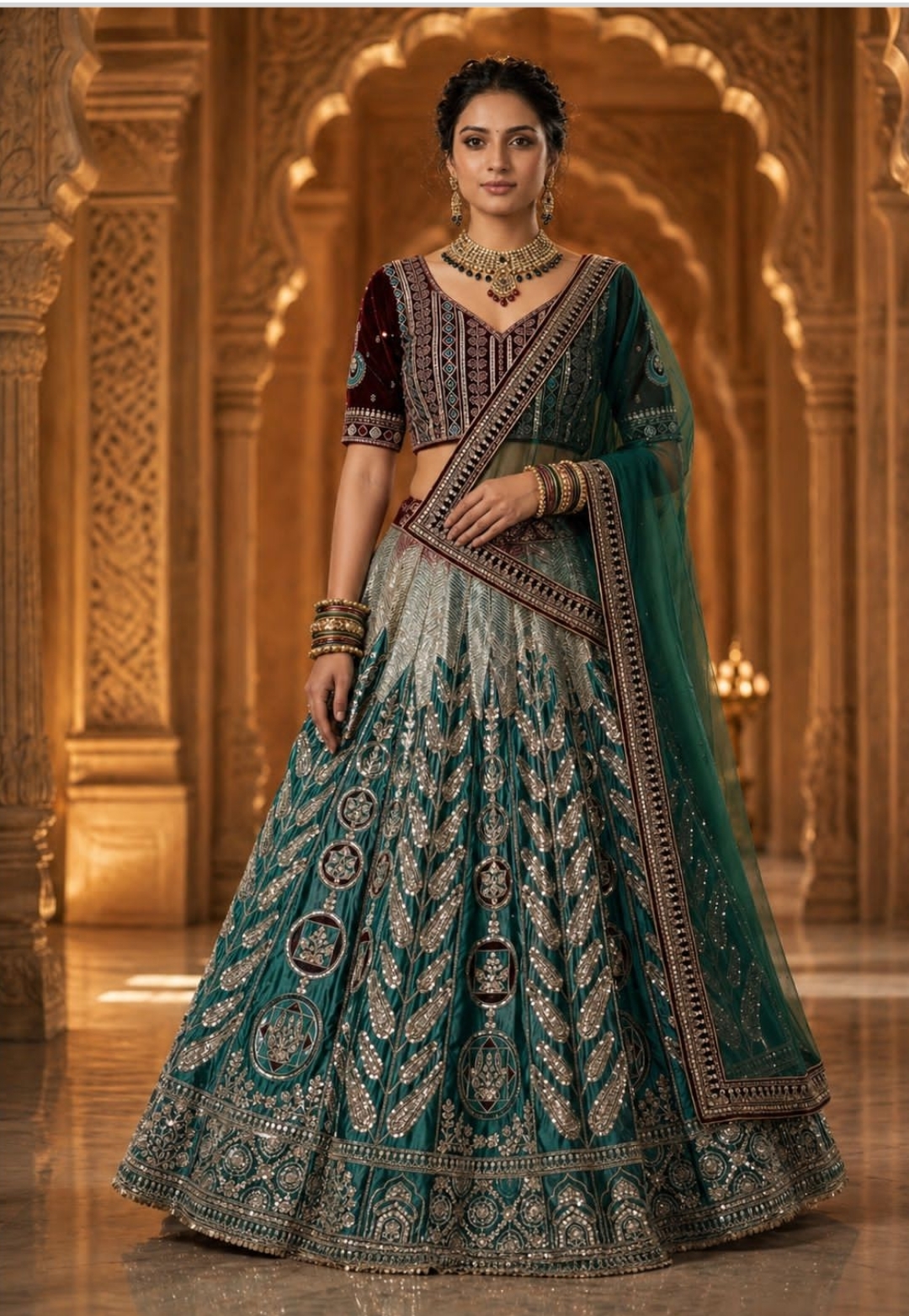 IMG_20260721_200312 Presenting new Designer Embroidery work Lahenga choli with duppata set - Image 1