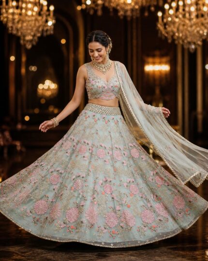Presenting new launching Designer Embroidery work Lahenga choli collection
