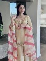 Presenting new Designer Embroidery work Top plazzo with duppata set - Image 5