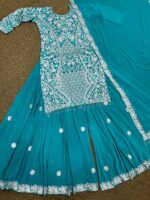 Presenting new Designer Embroidery work Top plazzo with duppata set - Image 4