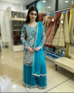 Presenting new Designer Embroidery work Top plazzo with duppata set - Image 2