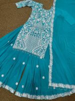 Presenting new Designer Embroidery work Top plazzo with duppata set - Image 5