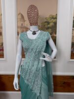 Presenting new Launching Designer Embroidery work Ready to wear Draping saree collection with beautiful colour - Image 12