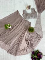 Presenting new Launching Designer Embroidery work Ready to wear Draping saree collection with beautiful colour - Image 20