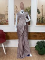 Presenting new Launching Designer Embroidery work Ready to wear Draping saree collection with beautiful colour - Image 18