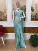 Presenting new Launching Designer Embroidery work Ready to wear Draping saree collection with beautiful colour - Image 13