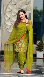 Presenting new Ready to wear Embroidery work Top Bottom with duppata set