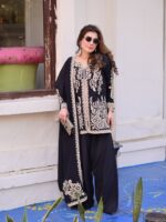 Presenting New Designer Embroidery work Top plazzo with dupatta set - Image 9
