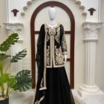 Presenting New Designer Embroidery work Top plazzo with dupatta set
