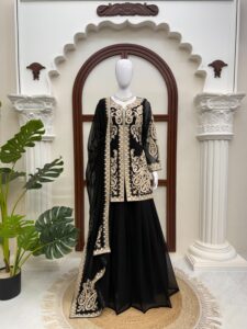Presenting New Designer Embroidery work Top plazzo with dupatta set